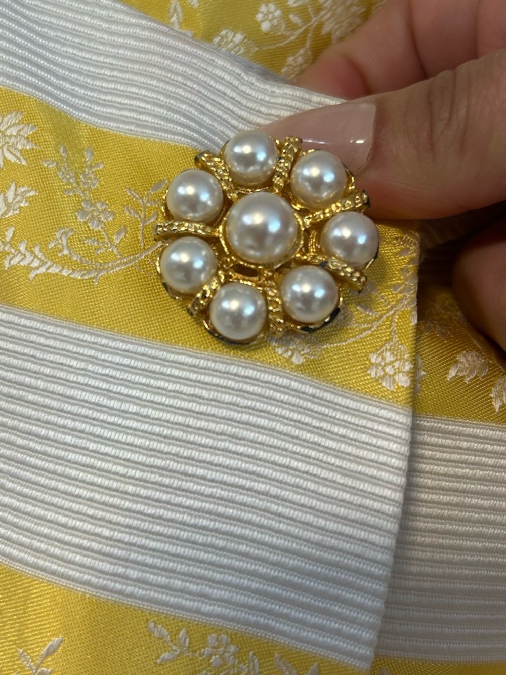 Vintage 80’s Victor Costa striped floral blazer pearl floral buttons - Picture 4 of 8